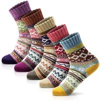 Womens Socks Winter Wool Socks Cozy Knit Warm Winter Socks for Mountain ClimbingSkiingChristmas GiftsArtistic Style