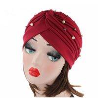 【YF】 Spring Autumn Beautiful Beads Ladies Women Head Hats Indian Style  Solid Color Cap High Quality Muslim F0323