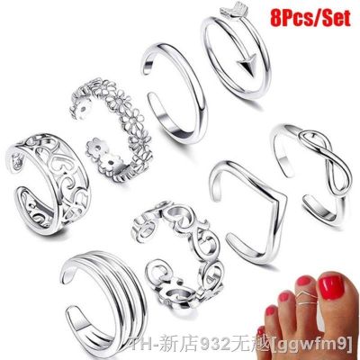 hot【DT】♤♀  8 Pcs/Set Color Toe Rings for Gold Adjustable Types Band Set Beach Jewelry