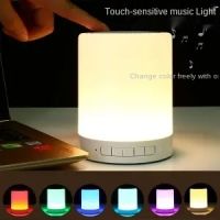 Colorful music desk lamp audio alarm clock bedroom charging cute subwoofer mini bluetooth speaker night light eye protection