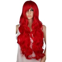 QQXCAIW Synthetic Long Curly Cosplay Wig Costume Party Red Pink Sliver Gray Blonde Black 70 Cm High Temperature Hair Wigs Wig  Hair Extensions Pads