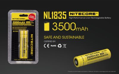 ถ่านชาร์จ Nitecore NL1835(18650) 3500mAh 3.6V ของแท้ 1 ก้อน