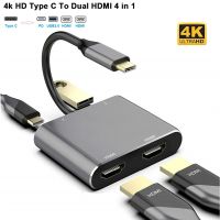 【Corner house】 USB C ถึง Dual HDMI 4K 30Hz USB Type C (พร้อม Thunderbolt 3 USB3.0) ถึง2อะแดปเตอร์แปลง HDMI สำหรับ MacBook Pro Air XPS Thinkpad