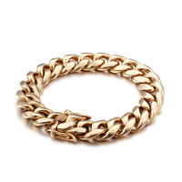 18K Gold Plated Stainless Steel Bracelets High Polished Mens Biker Rock Punk Diamond Shaped Link Bracelet Jewelry