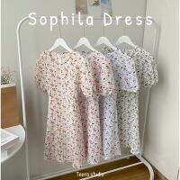 xaviery Teera❤️พร้อมส่ง✨Sophila Dress?เดรสคอกลมลายดอก?ผ้าไลก้าพิมพ์ลาย✨มีโบว์มัดหลัง Nanny