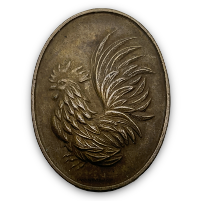 เหรียญไก่ หลวงปู่สรวง วัดถ้ำพรหมสวัสดิ์ จ.ลพบุรี ปี 2554 เนื้อทองแดง