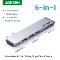 UGREEN USB C ฮับคู่ชนิด C 3.1กับ5K60hz ธันเดอร์โบลท์3ตัวการ์ดความจำสำหรับแมคบุ๊กโปรแอร์ M2 M1แท่นเชื่อมต่อ USB ชนิด C 3.0ฮับ