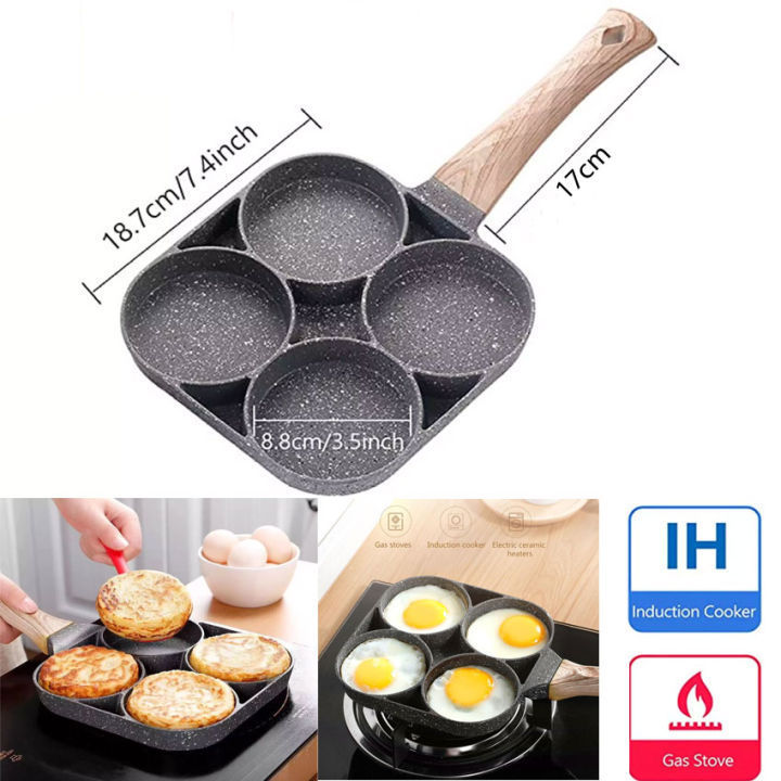 1pc Egg Frying Pan, Nonstick Egg Frying Pan, Egg Burger Maker Pan, 3/4  Holes Divided Grill Frying Pan, Non Stick Omelet Pan, Cooking Pan For  Breakfast