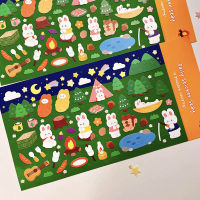 Xiu11 Pc เกาหลีนำเข้าต้นฉบับ BONITO กระต่ายน่ารัก Pleasant Camping กระดาษสติกเกอร์ Scrapbooking Diy สมุดบันทึกเครื่องเขียนสติกเกอร์ Giftc12-58