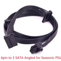 Seasonic PCIe 6Pin เพื่อ3x SATA สายเคเบิลพลังงานโค้งสำหรับชุด KM3 X-750 X-850 SS-1050XP3 SS-1200XP3 M12II Evo Series 520 620 650 750 850หิมะเงียบ1050โฟกัสบวก SSR-850FX ทอง/750FX/650FX/550FX โฟกัสพลัสแพลทินัม