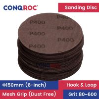 50 Pieces 150mm 6-Inch Mesh Grid Sanding Discs Dust Free Dry Sanding Papers Hook and Loop Grit 80~600 Cleaning Tools