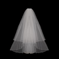 Bridal Veil Short With Comb Glitter Shinny Edge Tulle   Three Layer 80 CM  Length Wedding Accessories 2021 Hair Accessories