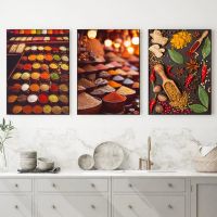 Grains Spices Spoon Kitchen Food Oil on Canvas Painting Posters Prints Cuadros Wall Art Picture For Living Room Home Decor Mural