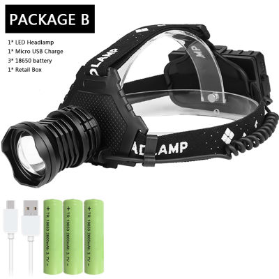 XHP160 Powerful Led headlamp Headlight Waterproof zoomable head lamp 7800mAh rechageable 18650 battery working lamp T