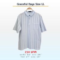 เสื้อ Graceful Days เสื้อโปโลชาย สีฟ้าอ่อน ไซส์ LL รอบอก 40" ยาว 26" เสื้อมือสองแบรนด์แท้ คุณภาพดี