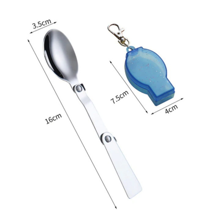 kuvn-ช้อนรับประทานอาหารสุดสร้างสรรค์ทำจากสแตนเลสสตีล304พกพาได้สามเท่าช้อนส้อมพับเก็บได้สำหรับเดินทาง