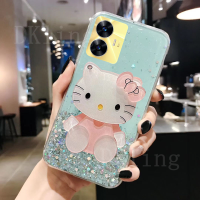 เคสโทรศัพท์กระจกแต่งหน้าแฟชั่นสำหรับ Realme C55 C55NFC Realme 10T 5G เคสซิลิโคนกลิตเตอร์สีใสส่องแสงเป็นประกายวิบวับหรูหรา Realmec55ปลอกอ่อน NFC 2023สาวน่ารักฝาหลัง REALME10T 5G