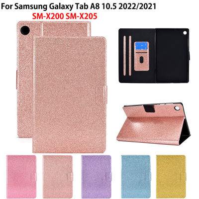 Glitter Case สำหรับ Samsung Galaxy Tab A8 2022 10.5 2021 SM-X205 SM-X205C SM-X205N SM-X200 X200 X205แท็บเล็ต Auto Sleep/Wake Stand ปลอก