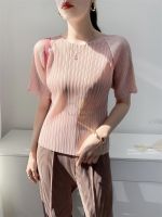 ♂❆✸ Aiden001 Average Size (45-70Kg) Summer Pleated Top Slim Pleated Loose High Elastic Non-Ironing T-Shirt Women S-302