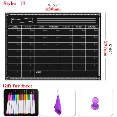 A3 Size Magnetic Blackboard Fridge Sticker Children Chalkboard Week Month Planner Calendar Dry Erase Board Table Message Board