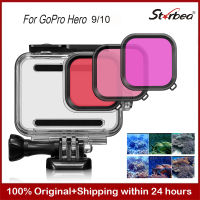 3ชิ้นดำน้ำกรองสีแดงสีชมพูสีม่วงเลนส์กรองชุดสำหรับ GoPro ฮีโร่9/10สีดำกล้องไปโปรอุปกรณ์เสริม