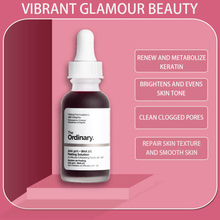 The Ordinary AHA 30 + BHA 2 Peeling Solution 30ml 10mins Exfoliating Mask Facial Serum Remove