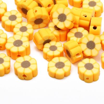 【CW】∈✙  20-100pcs 10mm Yelow Polymer Clay Beads Spacer Jewelry Making Necklace Accessorie