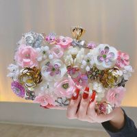 【Hot Sale】 2023 new clutch bag female celebrity temperament dinner sweet floral princess flower dress bridesmaid