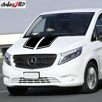 1set Racing Sport Car Hood Bonnet Stripes Stickers For Mercedes-Benz Vito Auto Engine Cover Accessories Decor Vinyl Decals