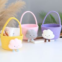 Hand-made Cotton Thread Storage Bucket Baby Litter Box Present for Newborns Woven Basket Canasta De Mimbre