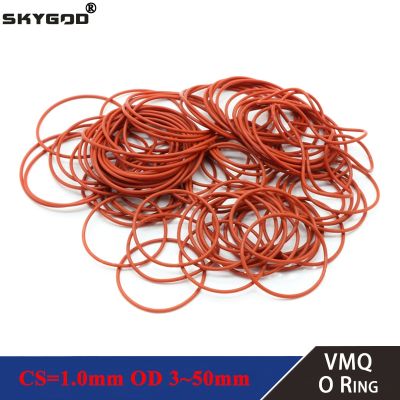 50Pcs VMQ O Ring Seal Gasket Thickness CS 1mm OD 5 ~ 50mm Silicone Rubber Insulated Waterproof Washer Round Shape Nontoxi Red Gas Stove Parts Accessor