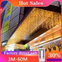 LED Fairy String Curtain Lights Outdoor Waterproof Waterfall Street Garland on the house For Patio Christmas Party Decoration