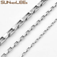 SUNNERLEES Stainless Steel Necklace 2mm 6mm Geometric Box Link Chain Silver Color Gold Plated Men Women Jewelry Gift SC04 N