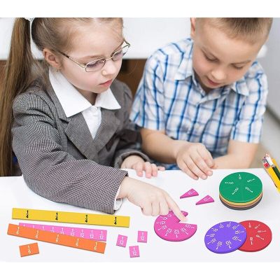 ”【；【-= 134Pcs Magnetic Fraction Tiles &amp; Fraction Circles -Math Manipulatives For Preschool Elementary Classroom Educational Kit