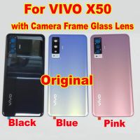 Original100 Terbaik Penutup Baterai Belakang Rumah Pintu Casing Belakang Untuk VIVO X50 Tutup Telepon Dengan Frame Kamera Lensa Kaca Perekat Cangkang 5201945┇⊙