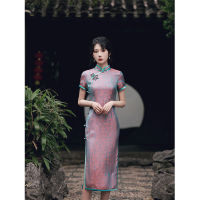 【CW】Improved Shiny Cheongsam 2023 Spring New Young Style High-end China Old Shanghai Naval Lord Wife R Long Qipao Women Dress