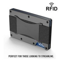 Minimalist Slim Wallet for Men RFID Blocking Credit Card Holder Aluminum Metal Small Wallets Cash Strap Porta Credencial Card Holders