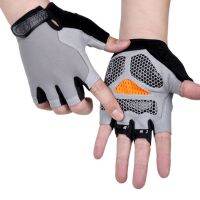 hotx【DT】 New Men Cycling Gloves Anti-slip Anti-sweat Anti-shock Silicone Breathable Half-Finger