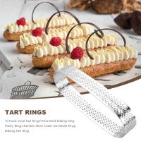 10 Pack Oval Tart Ring,Perforated Baking Ring,Pastry Ring,Stainless Steel Cake Tart Mold Rings,Baking Tart Ring