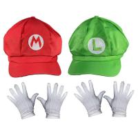 Super Bros Mari Luigi Unisex Hat Caps Gloves Set Cosplay Costume Props for Women Men Halloween Carnival Cosplay Uniform Set big sale