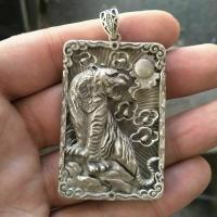 【CW】 OldTibetHandmade Force Tiger Statue Amulet Necklace Pendant Gift