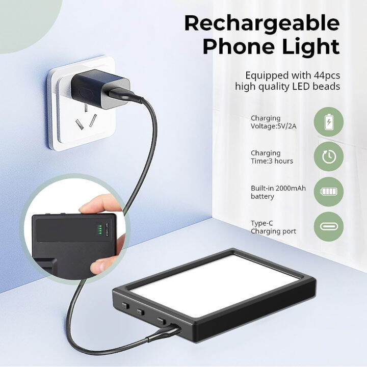 aureday-rechargeable-selfie-light-with-clip-video-light-for-iphone-tablet-camera-laptop-2000mah-portable-led-phone-light-for-selfie-video-conference-zoom-call-photography-makeup-live-stream-tiktok-3-4