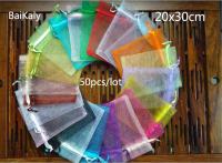 50pcslot 24 Colors big Jewelry Organza bag 20x30cm Pouch Wedding Toys Jewelry Packaging bag Organza Gift Bag drawstring pouch