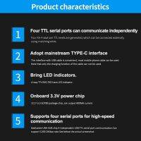 “{: USB 4ช่องเพื่อ TTL โมดูลอนุกรม TTL Type-C อินเตอร์ด้วยชิป CH340N และตัวบ่งชี้ที่รองรับความเร็ว1200-2Mbps