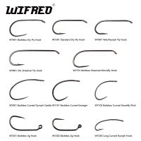 Wifreo 100pcsPack Barbless Fly Tying Hooks Nymph Dry Streamer Wet Caddis Fly Hooks Trout Fly Tying Material Fly Fishing Hooks