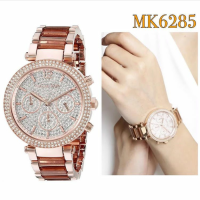 นาฬิกาข้อมือผู้หญิง MK6285 MICHAEL KORS Parker Crystallized Glitz Chronograph Rose Gold Tone Ladies Watch