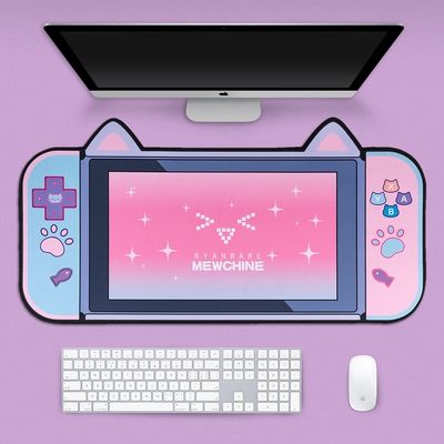 big-mouse-pad-cute-cat-ears-desk-pad-thicken-computer-games-non-slip-pink-girl-cartoon-super-cute-for-girl-game-boy-80cm-40cm