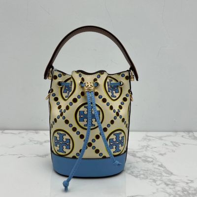 2023 new Tory Burch T Monogram Series Mini Bump Color Embossed Bucket Bag Tote Single Shoulder Bag Crossbody bag