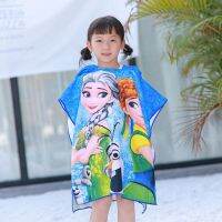 [Xiaoli clothing] Disney Mickey Frozen Elsa Anna Cars Sofia Hooded Towel Bathrobe Cartoon Children Soft Can Wear Beach Towel Gift For Boys Girls