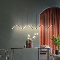 ◇❒ Modern minimalist dining table chandelier long strip led chandelier decorative lamp living room dining room ceiling chandeliere